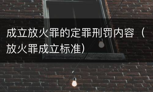 成立放火罪的定罪刑罚内容（放火罪成立标准）