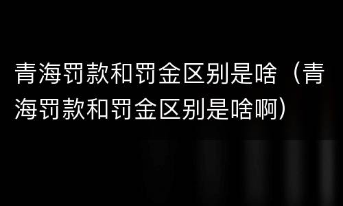 青海罚款和罚金区别是啥（青海罚款和罚金区别是啥啊）