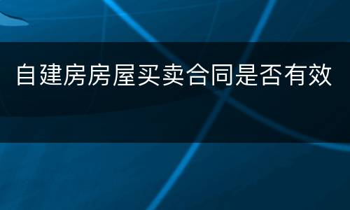 自建房房屋买卖合同是否有效