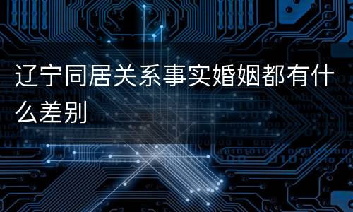 辽宁同居关系事实婚姻都有什么差别