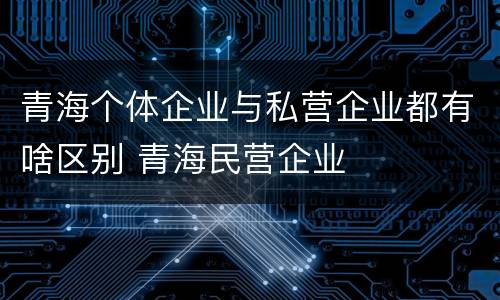青海个体企业与私营企业都有啥区别 青海民营企业