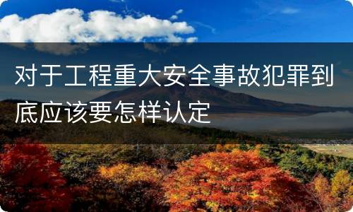 对于工程重大安全事故犯罪到底应该要怎样认定