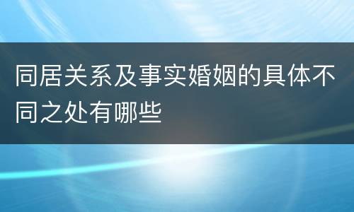 同居关系及事实婚姻的具体不同之处有哪些