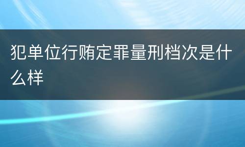 犯单位行贿定罪量刑档次是什么样