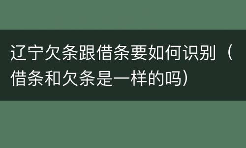 辽宁欠条跟借条要如何识别（借条和欠条是一样的吗）