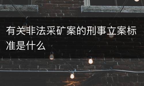 有关非法采矿案的刑事立案标准是什么