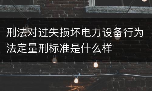 刑法对过失损坏电力设备行为法定量刑标准是什么样