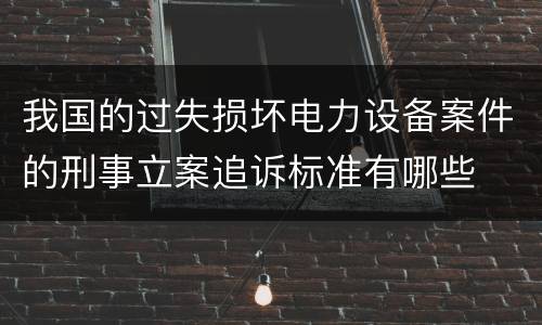 我国的过失损坏电力设备案件的刑事立案追诉标准有哪些