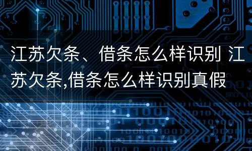 江苏欠条、借条怎么样识别 江苏欠条,借条怎么样识别真假
