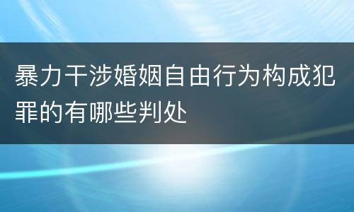 暴力干涉婚姻自由行为构成犯罪的有哪些判处