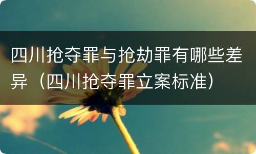 四川抢夺罪与抢劫罪有哪些差异（四川抢夺罪立案标准）