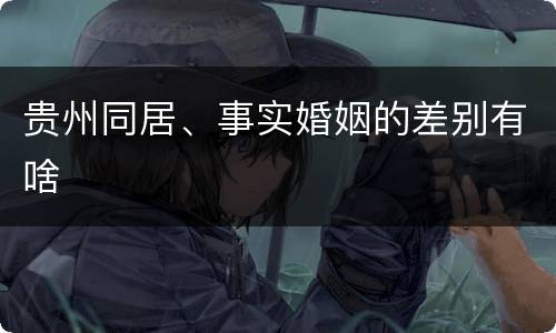 贵州同居、事实婚姻的差别有啥