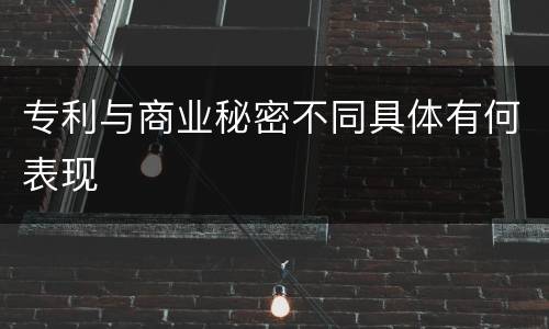 专利与商业秘密不同具体有何表现