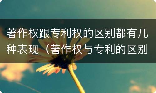 著作权跟专利权的区别都有几种表现（著作权与专利的区别）
