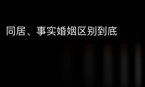 同居、事实婚姻区别到底