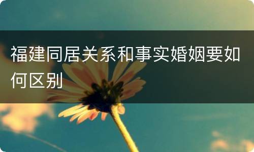 福建同居关系和事实婚姻要如何区别