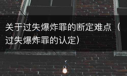 关于过失爆炸罪的断定难点（过失爆炸罪的认定）