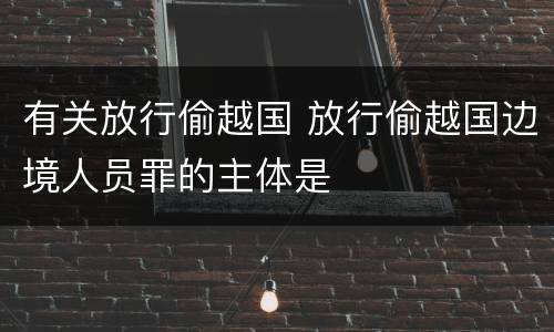 有关放行偷越国 放行偷越国边境人员罪的主体是