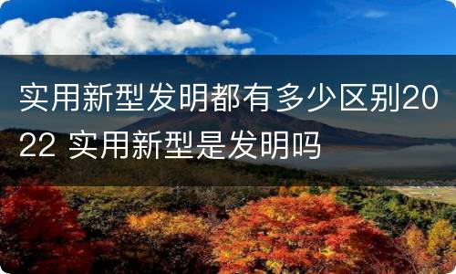 实用新型发明都有多少区别2022 实用新型是发明吗