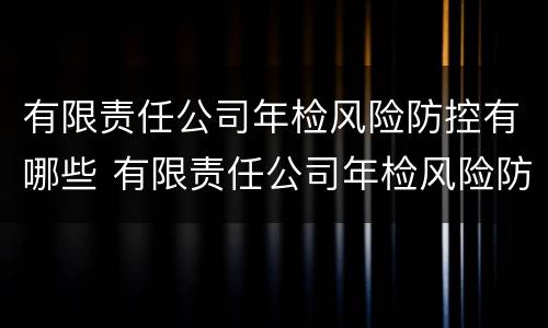 有限责任公司年检风险防控有哪些 有限责任公司年检风险防控有哪些要求