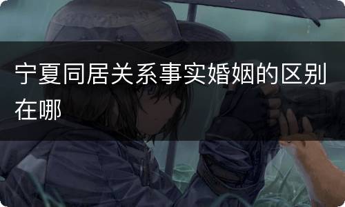 宁夏同居关系事实婚姻的区别在哪