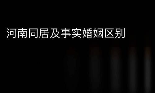 河南同居及事实婚姻区别