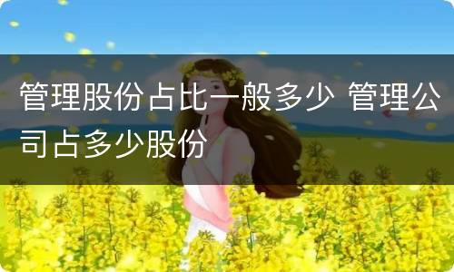 管理股份占比一般多少 管理公司占多少股份