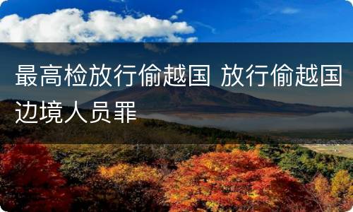 最高检放行偷越国 放行偷越国边境人员罪