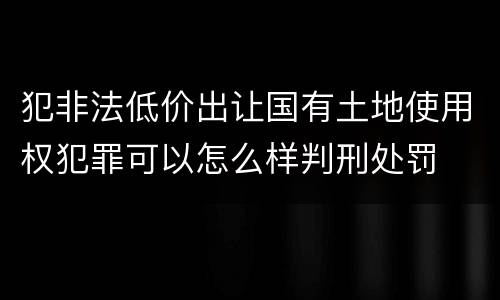 犯非法低价出让国有土地使用权犯罪可以怎么样判刑处罚