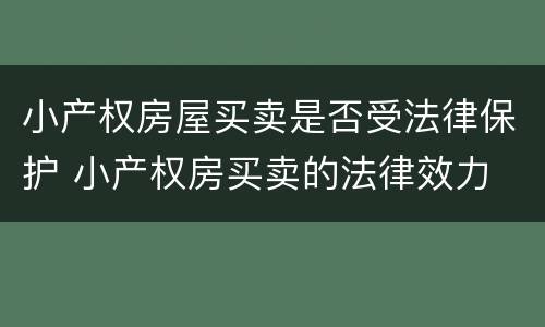 小产权房屋买卖是否受法律保护 小产权房买卖的法律效力