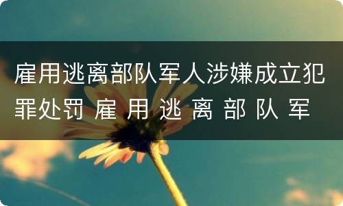 雇用逃离部队军人涉嫌成立犯罪处罚 雇 用 逃 离 部 队 军 人 罪
