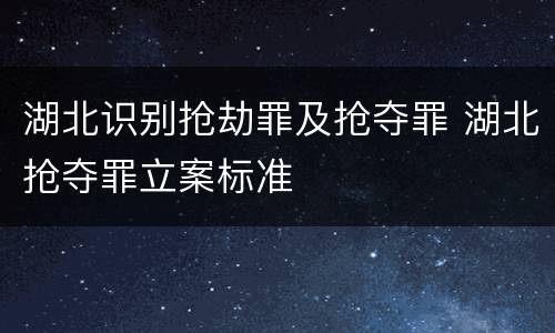 湖北识别抢劫罪及抢夺罪 湖北抢夺罪立案标准