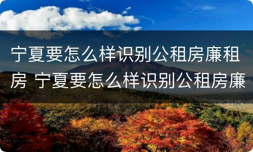 宁夏要怎么样识别公租房廉租房 宁夏要怎么样识别公租房廉租房呢
