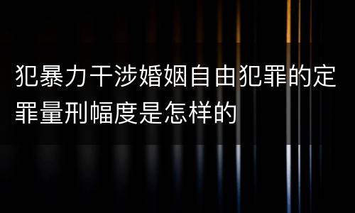 犯暴力干涉婚姻自由犯罪的定罪量刑幅度是怎样的