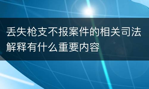 丢失枪支不报案件的相关司法解释有什么重要内容