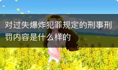 对过失爆炸犯罪规定的刑事刑罚内容是什么样的