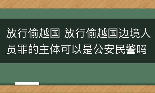 放行偷越国 放行偷越国边境人员罪的主体可以是公安民警吗