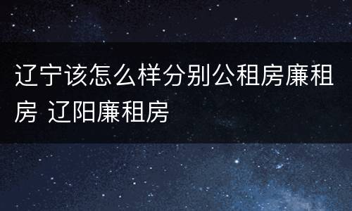 辽宁该怎么样分别公租房廉租房 辽阳廉租房