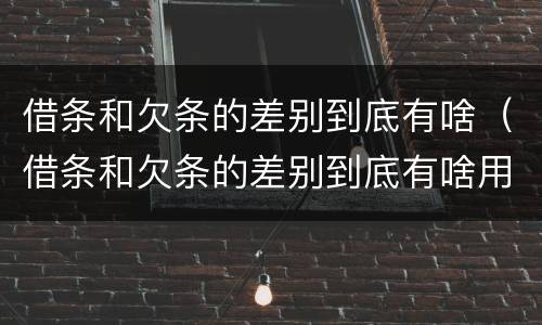 借条和欠条的差别到底有啥（借条和欠条的差别到底有啥用）