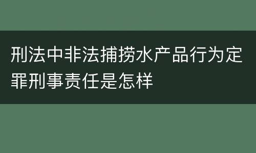 刑法中非法捕捞水产品行为定罪刑事责任是怎样