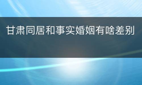 甘肃同居和事实婚姻有啥差别