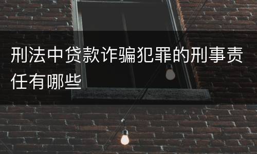 刑法中贷款诈骗犯罪的刑事责任有哪些
