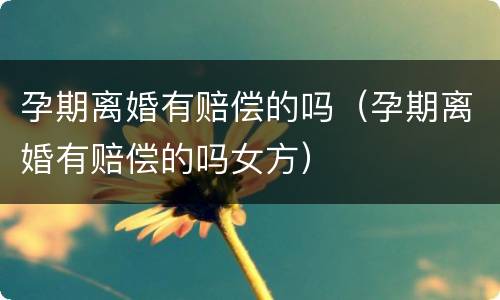 孕期离婚有赔偿的吗（孕期离婚有赔偿的吗女方）