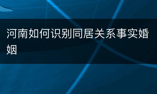 河南如何识别同居关系事实婚姻