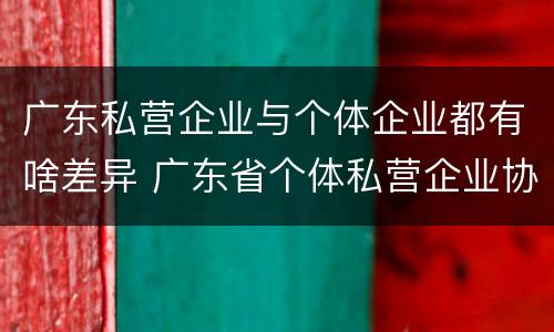 广东私营企业与个体企业都有啥差异 广东省个体私营企业协会