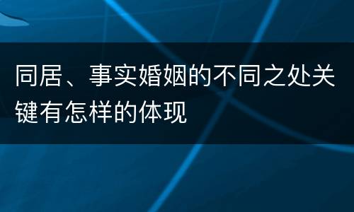 同居、事实婚姻的不同之处关键有怎样的体现
