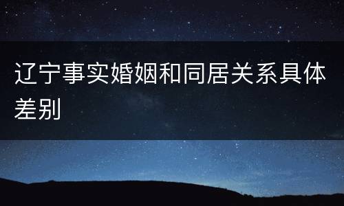 辽宁事实婚姻和同居关系具体差别