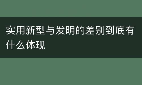 实用新型与发明的差别到底有什么体现