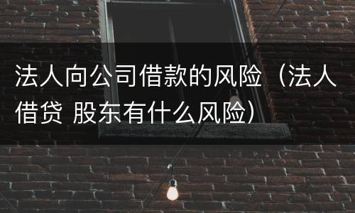 法人向公司借款的风险（法人借贷 股东有什么风险）