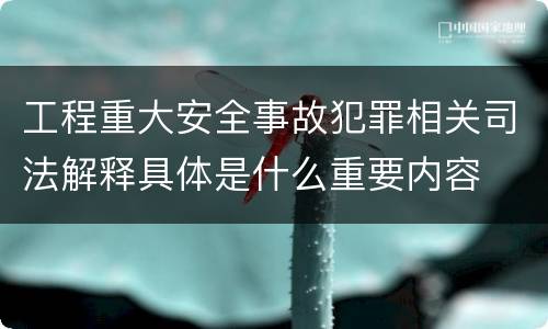 工程重大安全事故犯罪相关司法解释具体是什么重要内容